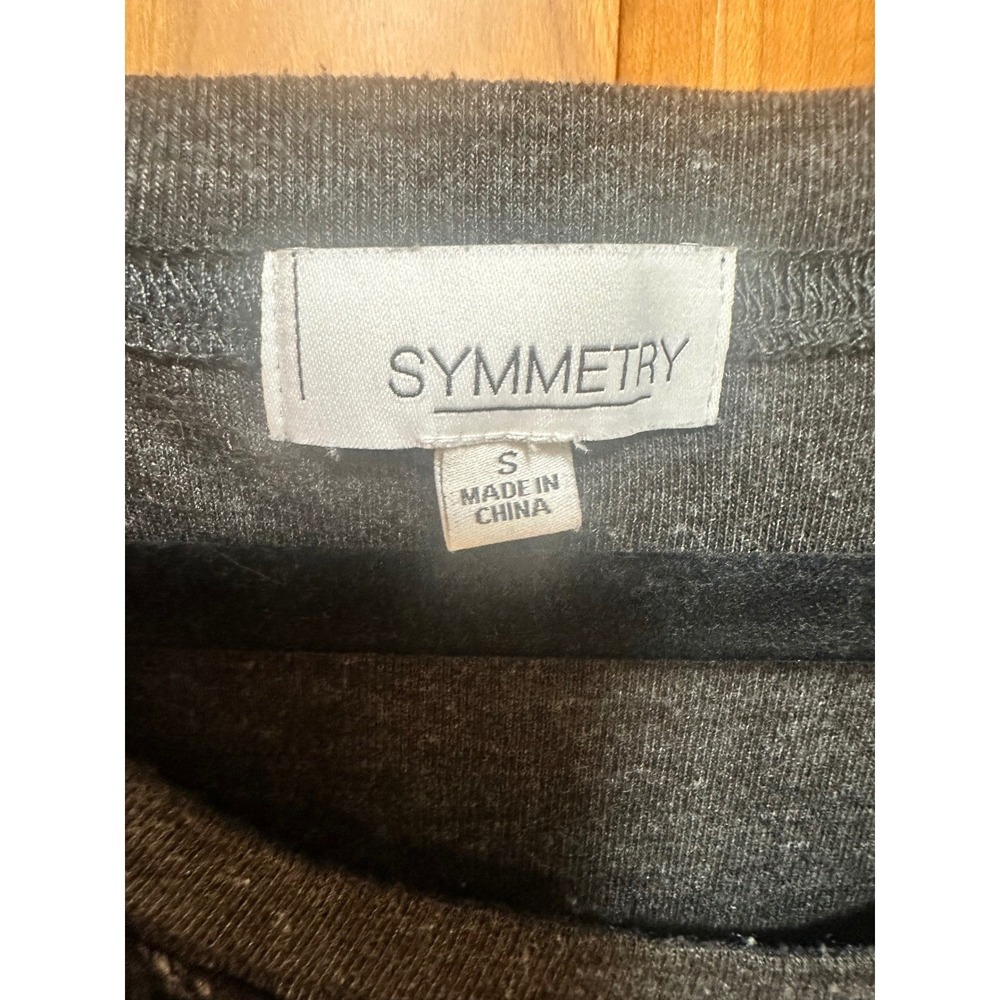 Symmetry Womens Charcoal Gray Floral Lace Front Long Sleeve Raglan Top Small - Picture 2 of 6